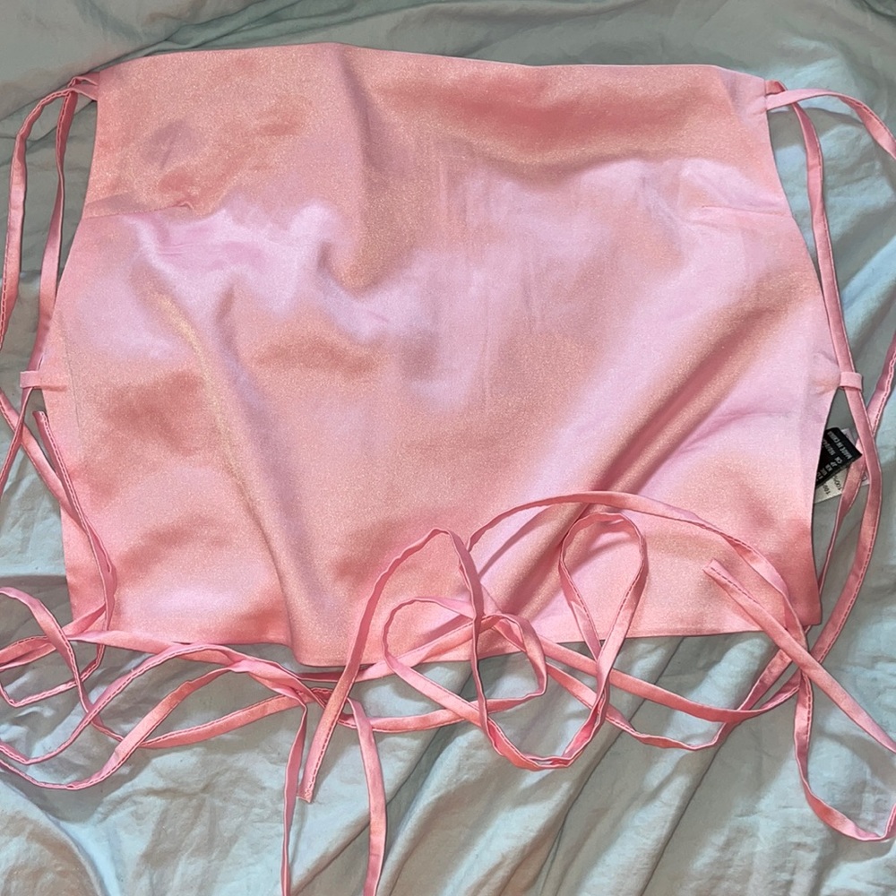 Satin backless tie crop top